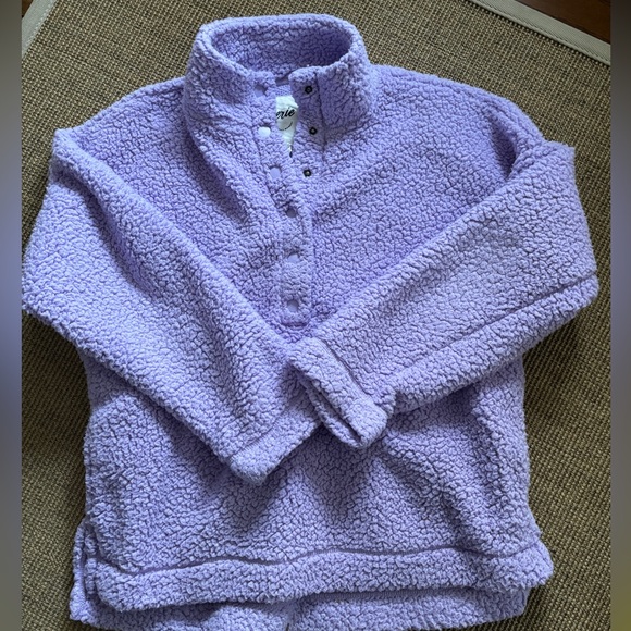 Aerie Cozy Sherpa Fleece Quarter Snap Fleece Size Small - Picture 3 of 10